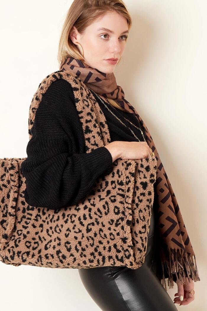 Leopard teddy borg tote  Brown Polyester Picture2